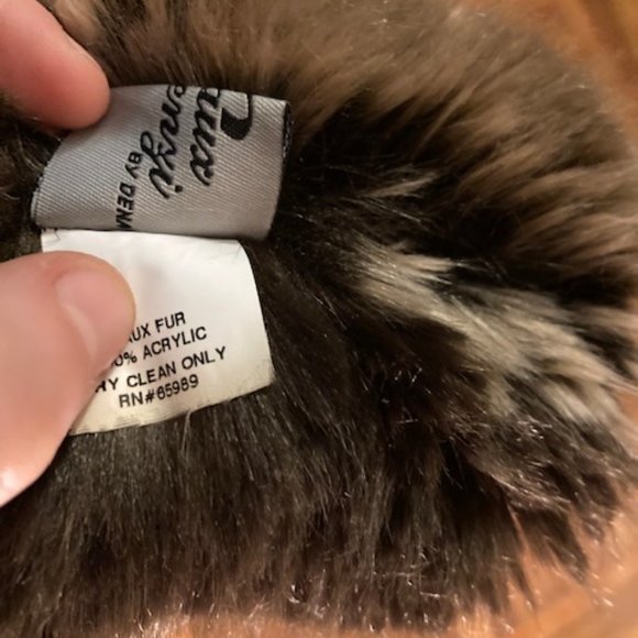 Brown and Tan Faux Fur Circle Scarf by Faux Frenzi - Picture 6 of 8